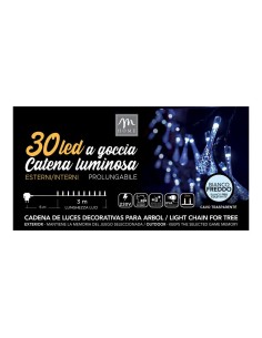 LUCI DI NATALE: vendita online Catena di Luci - 30 LED Goccia Bianco Freddo con Cavo Trasparente - La Magia di Natale a Casa ...