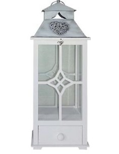 LANTERNA 47635 2 MIS LEGNO/METALLO 24X17X65CM BIANCO