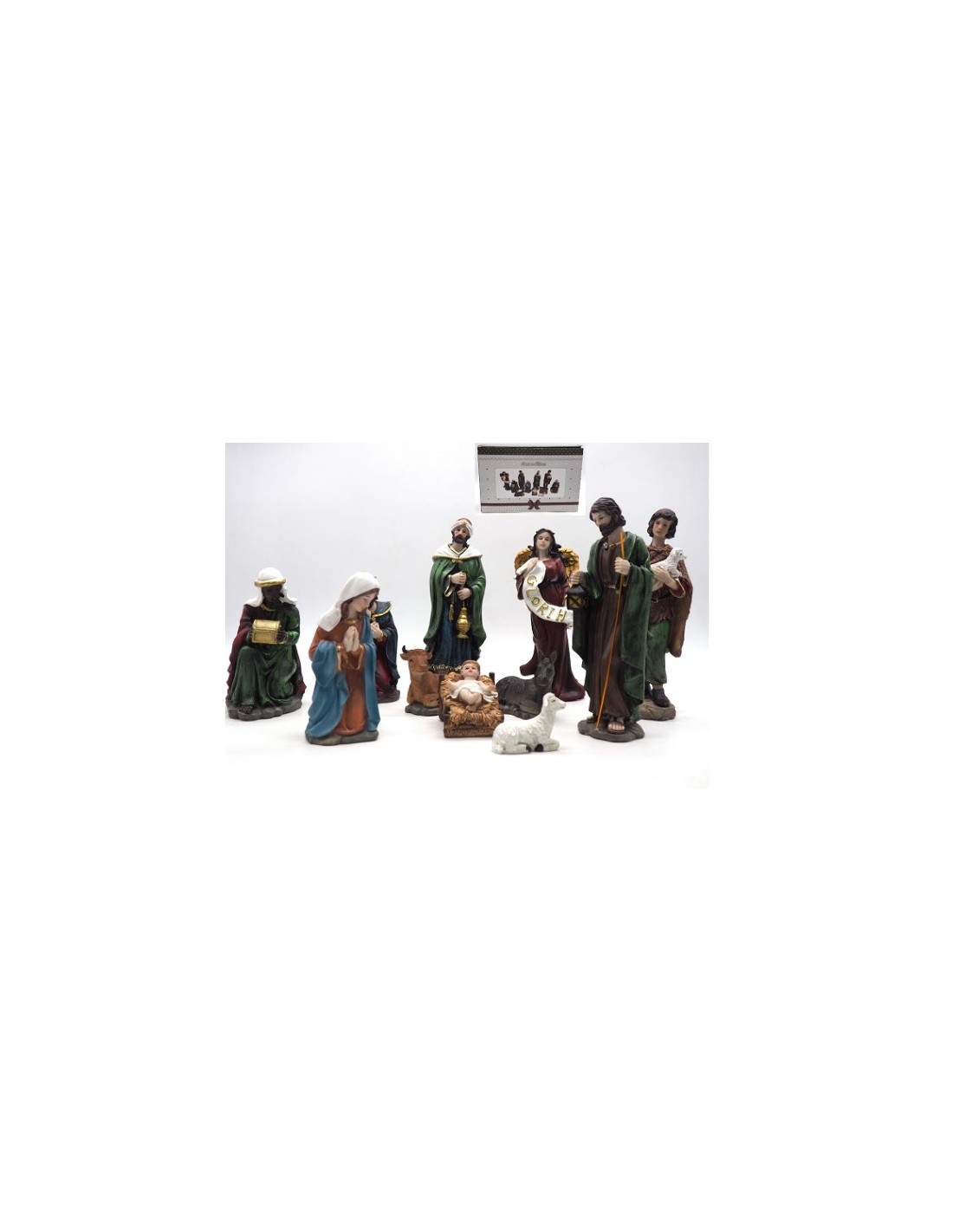 PERSONAGGI PRESEPE: vendita online Natività di Natale 11 pezzi H20/14cm, Statuine Colorate in Resina, Sacra Famiglia, Re Magi...