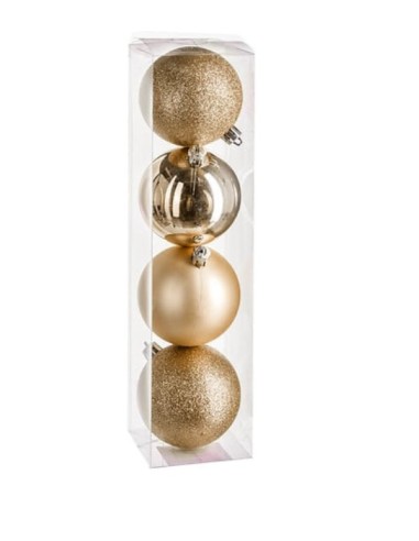 SFERE E PENDAGLI: vendita online Decorazione set 4 ornamenti di Natale oro D8cm Feeric Lights & Christmas - La magia di Natal...