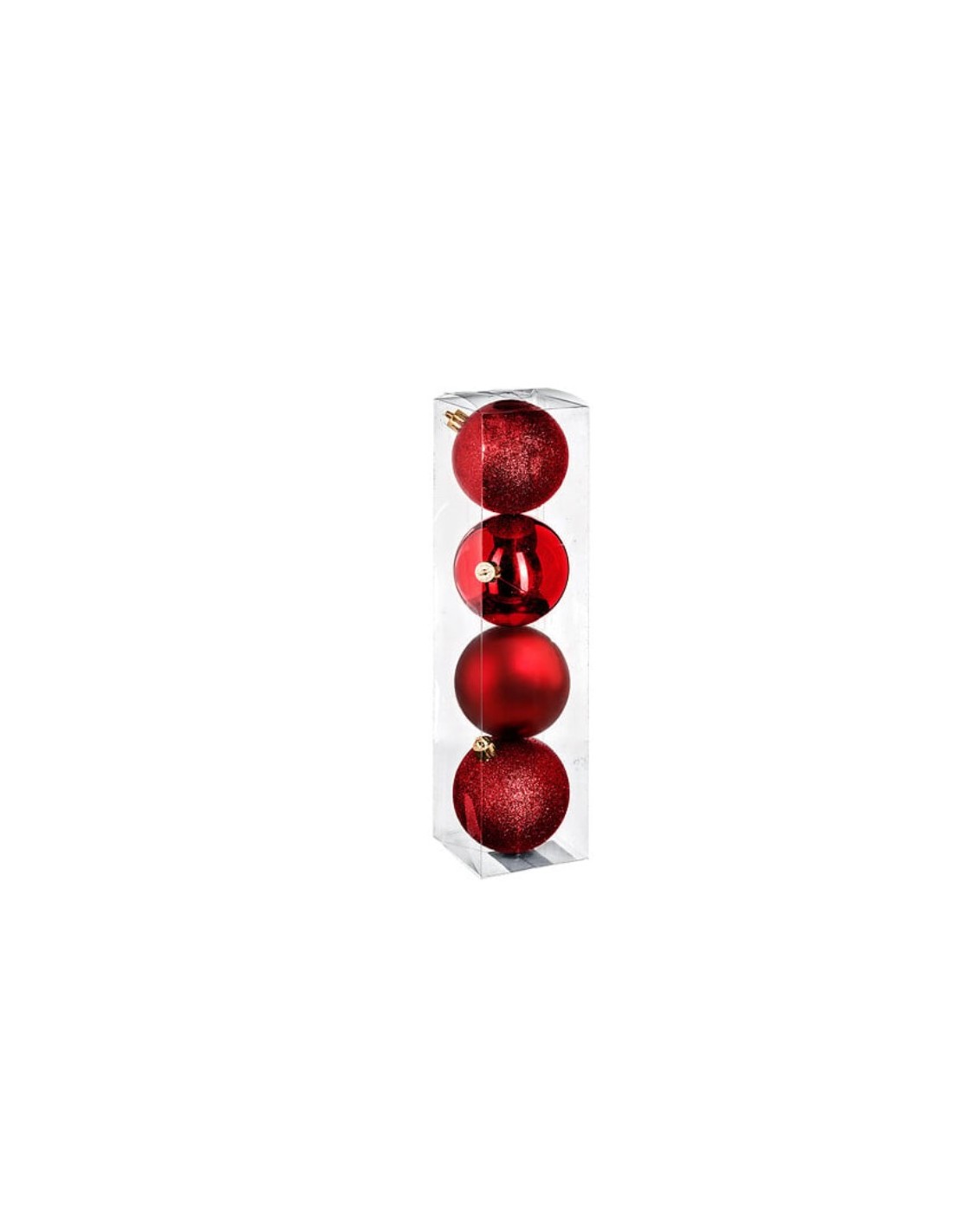 CONF 4 SFERE 129243RG PLASTICA 8CM ROSSO ASSORTITO