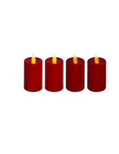 CONF 4 CANDELE 162680A ROSSE 4X7,5CM LUCE LED