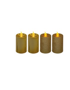 CONF 4 CANDELE 162680C ORO 4X7,5CM LUCE LED
