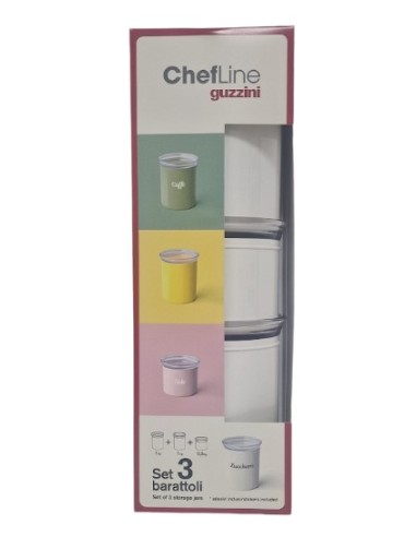 BARATTOLI SALE E ZUCCHERO: vendita online CHEF LINE SET 3 BARATTOLI BIANCO in offerta