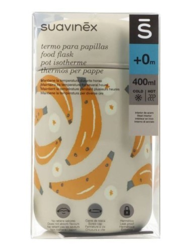 Termos Porta Pappe Go Natural Bananas 400ml Suavinex – Sicuro e Funzionale
