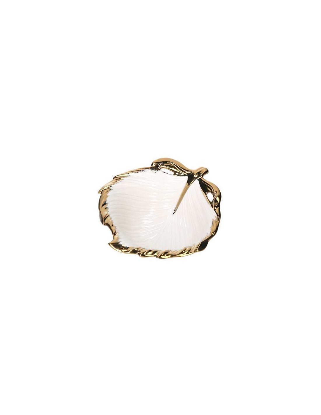 SVUOTATASCHE 639282 FOGLIA CERAMICA 16X18CM BIANCO/ORO