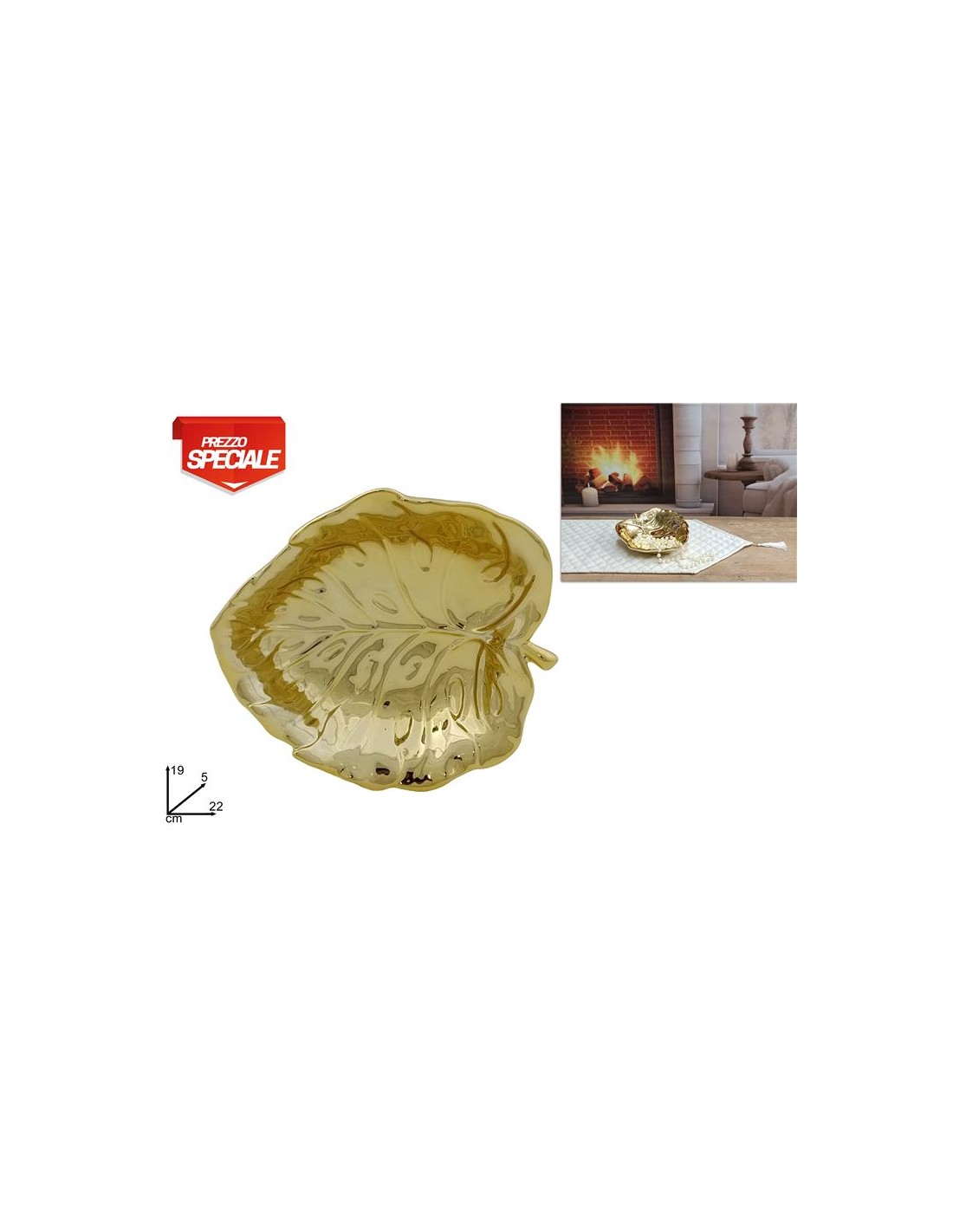 VASSOIO 242774 FOGLIA ORO 22CM