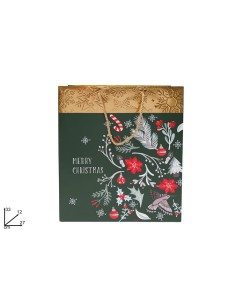 SACCHETTO NATALIZIO 262697 33X27X12CM VERDE/ORO