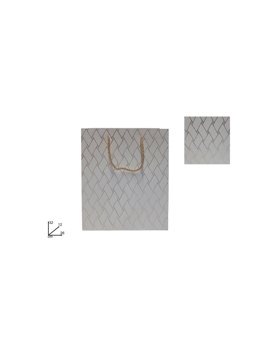 BUSTA REGALO 280844 26X32X12CM BIANCO/ORO