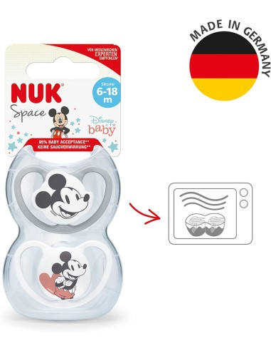 NUK Ciuccio Space 6-18 mesi - Succhietti Disney Topolino in Silicone | shopincasa.it