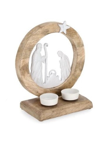 CANDELIERI: vendita online Portacandela Celestin di Natale set 2 pezzi bianco naturale, decorazione elegante in legno e vetro...
