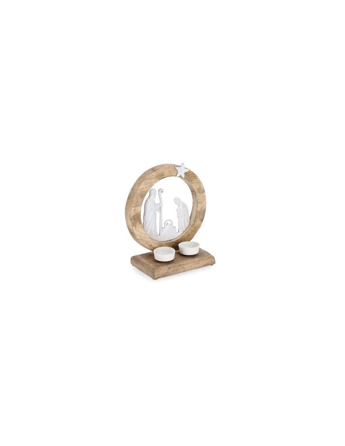 CANDELIERI: vendita online Portacandela Celestin di Natale set 2 pezzi bianco naturale, decorazione elegante in legno e vetro...