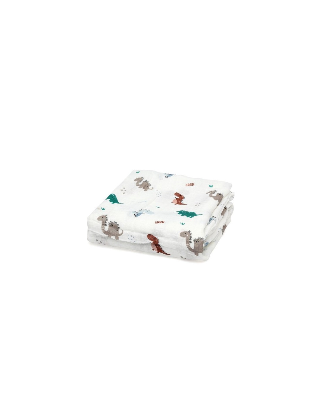 PRIMA INFANZIA: vendita online Set 2 Mussoline Dinosauri Sage in Bambù e Cotone in offerta
