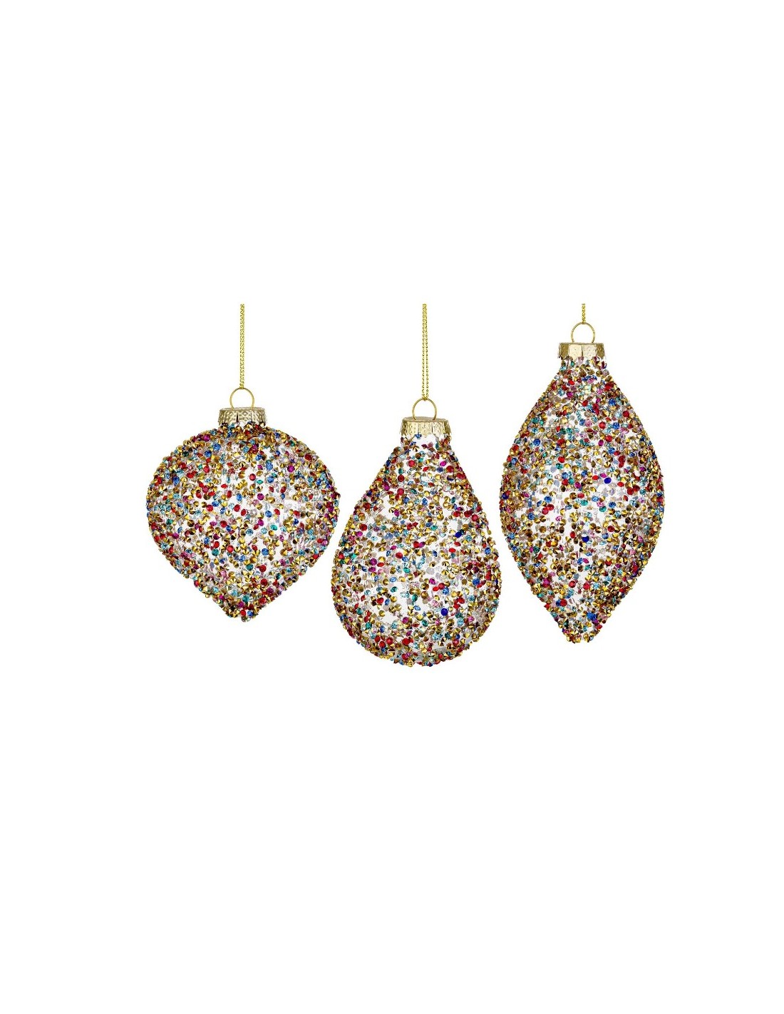 SFERE E PENDAGLI: vendita online Pendaglio in vetro Kleis multicolor assortito con scatola nera, decorazioni natalizie elegan...