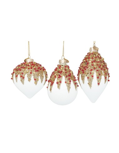 SFERE E PENDAGLI: vendita online Pendaglio Firework bianco RV in vetro assortito con medaglietta, decorazioni natalizie elega...