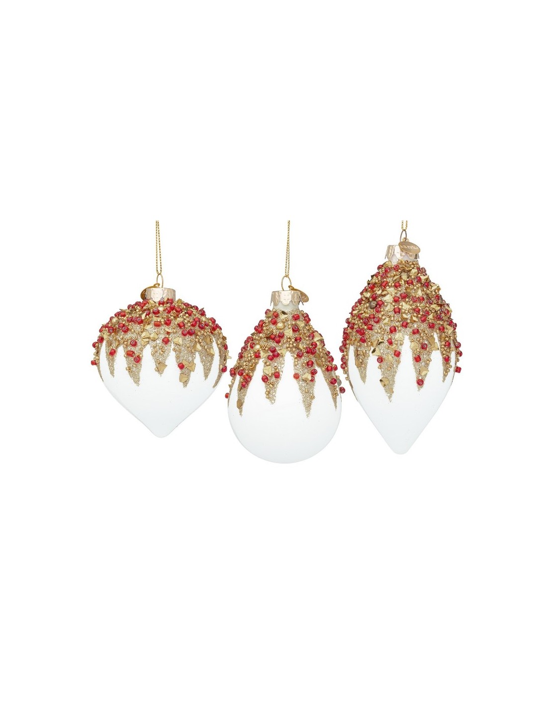 SFERE E PENDAGLI: vendita online Pendaglio Firework bianco RV in vetro assortito con medaglietta, decorazioni natalizie elega...