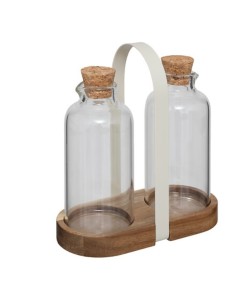 OLIERE - DOSATORI - FORMAGGIERE: vendita online Set olio e aceto Harmony in vetro boro, acacia e ferro, L. 19 x l. 17 x h. 8 ...