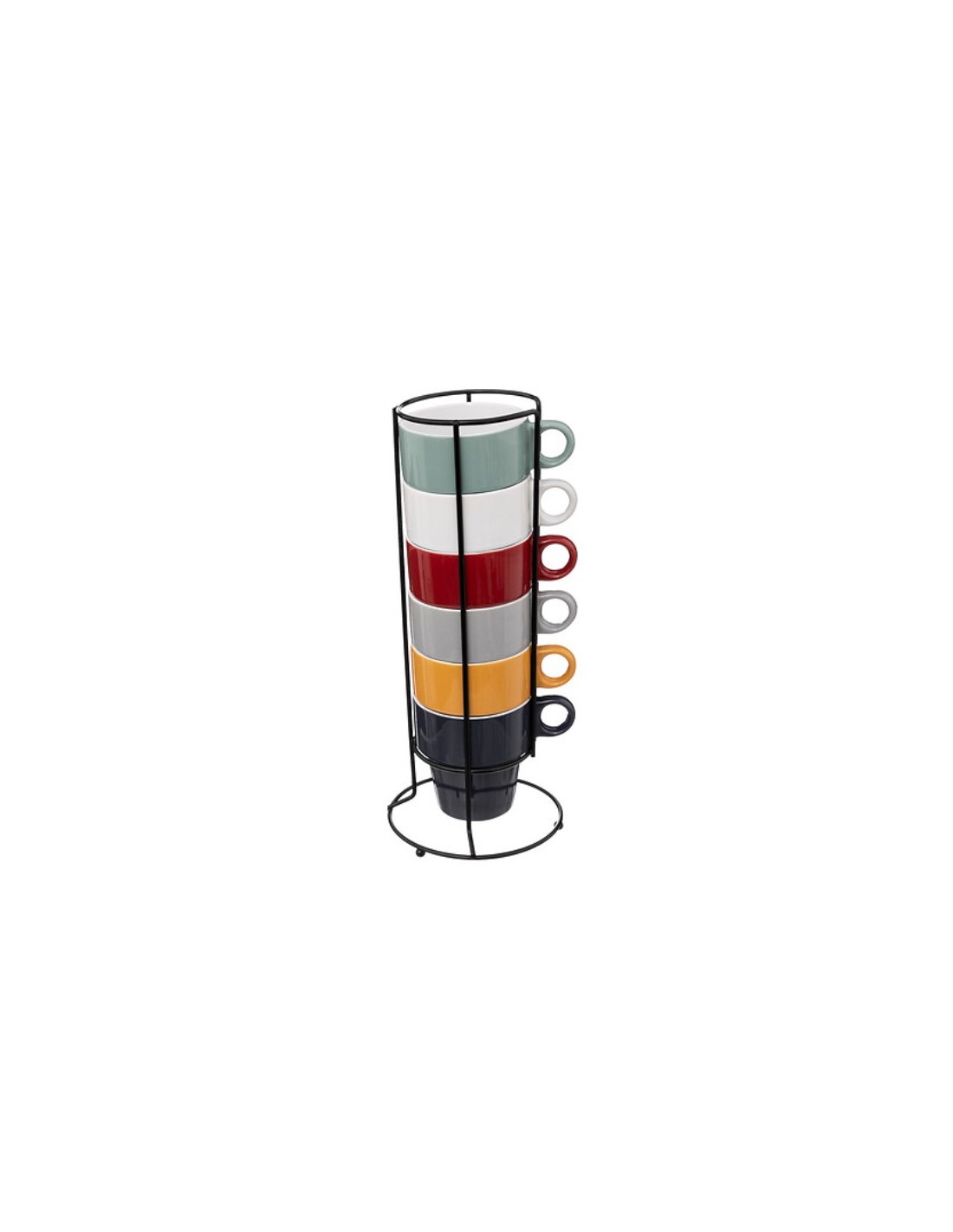 Supporto con 6 mug Colorama 26 cl | shopincasa.it