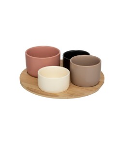 Set aperitivo Wavy Bliss 5 pezzi in bambù e ceramica | shopincasa.it