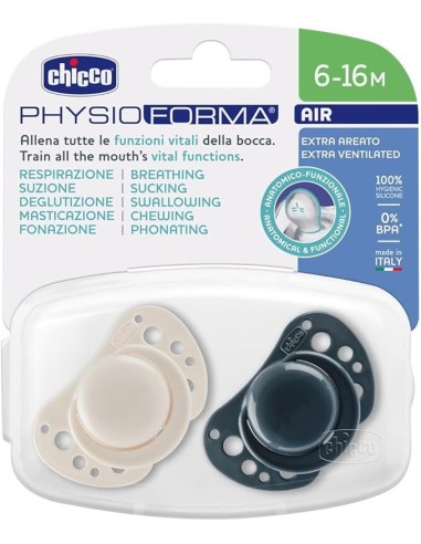 Chicco PhysioForma Succhietto Air Blu 6-16 Mesi - Confezione da 2