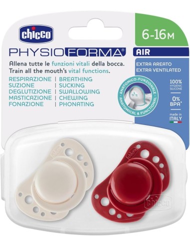 Chicco PhysioForma Succhietto Air Rosso 6-16 Mesi, 2 Pezzi | shopincasa.it