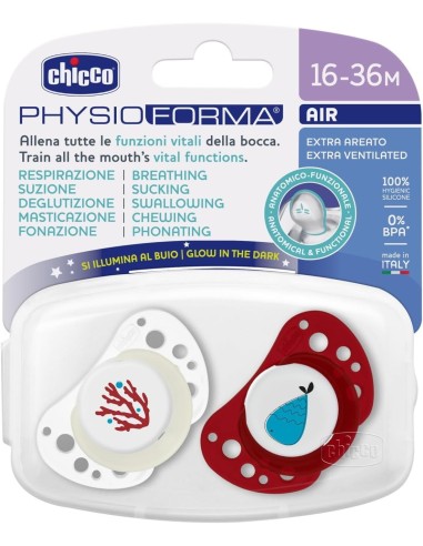 Chicco PhysioForma Succhietto Air Lumi 16-36 Mesi - 2 Pezzi Rosso | Shopincasa.it