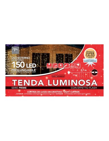 LUCI DI NATALE: vendita online Tenda luminosa di Natale 150 LED bianco supercaldo da esterno 0,9x2,7 m, La magia di natale pe...