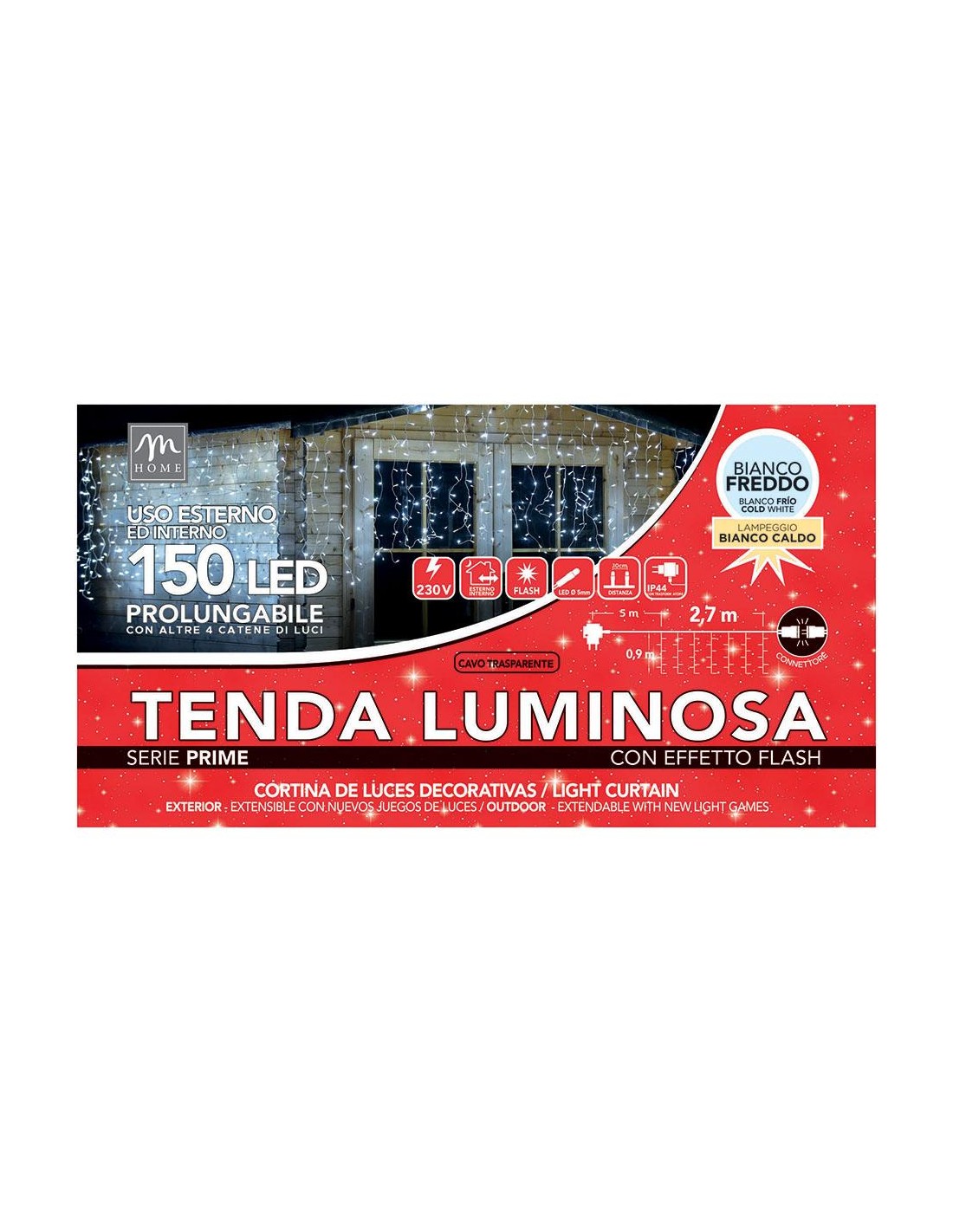 TENDA LUMINOSA 150LED BIANCO FREDDO DA ESTERNO 0,9X2,7MT