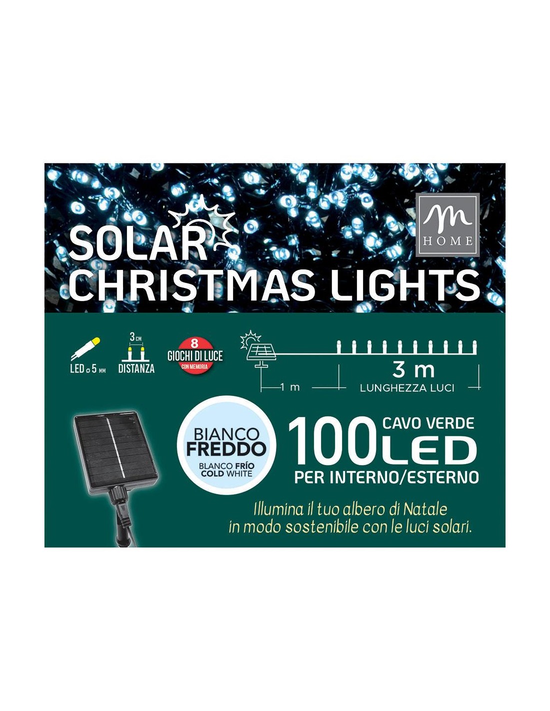 LUCI DI NATALE: vendita online Serie Luminosa 100 LED Luce Solare di Natale - La Magia di Natale a casa tua! in offerta