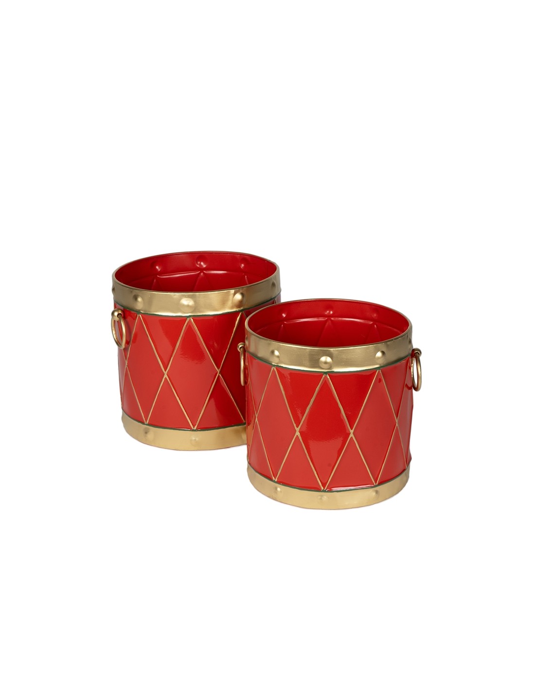 TAMBURO CONTENITORE 1 MIS METALLO 20X20CM ROSSO/BIANCO