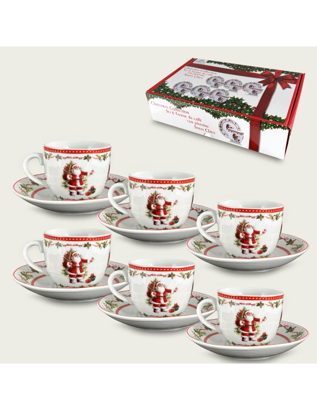 SET 6 TAZZE 58263 CON PIATTO SANTA CLAUS