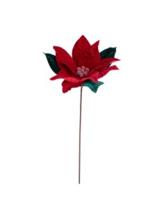 FIORI: vendita online Poinsettia Ertemios di Natale rosso verde 28x50h, stella natalizia velluto elegante per decorazioni in ...
