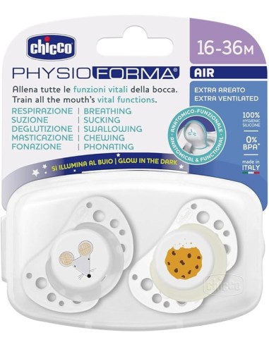 Chicco PhysioForma Succhietto Air Grigio Lumi 16-36 Mesi (2 Pezzi) | shopincasa.it