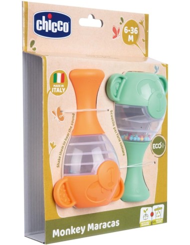 Chicco Maracas Eco+ Scimmie – Gioco Sonoro in Plastica Riciclata per Bambini 6-36 Mesi | shopincasa.it