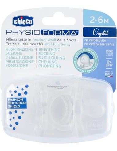 Chicco PhysioForma Gommotto Crystal 2-6 Mesi - Ciuccio Silicone Trasparente | Shopincasa.it