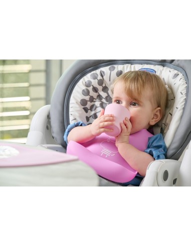 Chicco Set Pappa Silicone F Antiscivolo Rosa | Shopincasa.it
