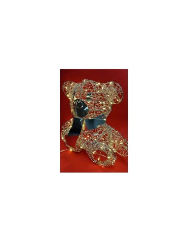LUCI DI NATALE: vendita online Orsetto Teddy Bear Seduto H27cm Metallo Champagne con 80 Microled | Decorazione Natalizia in o...