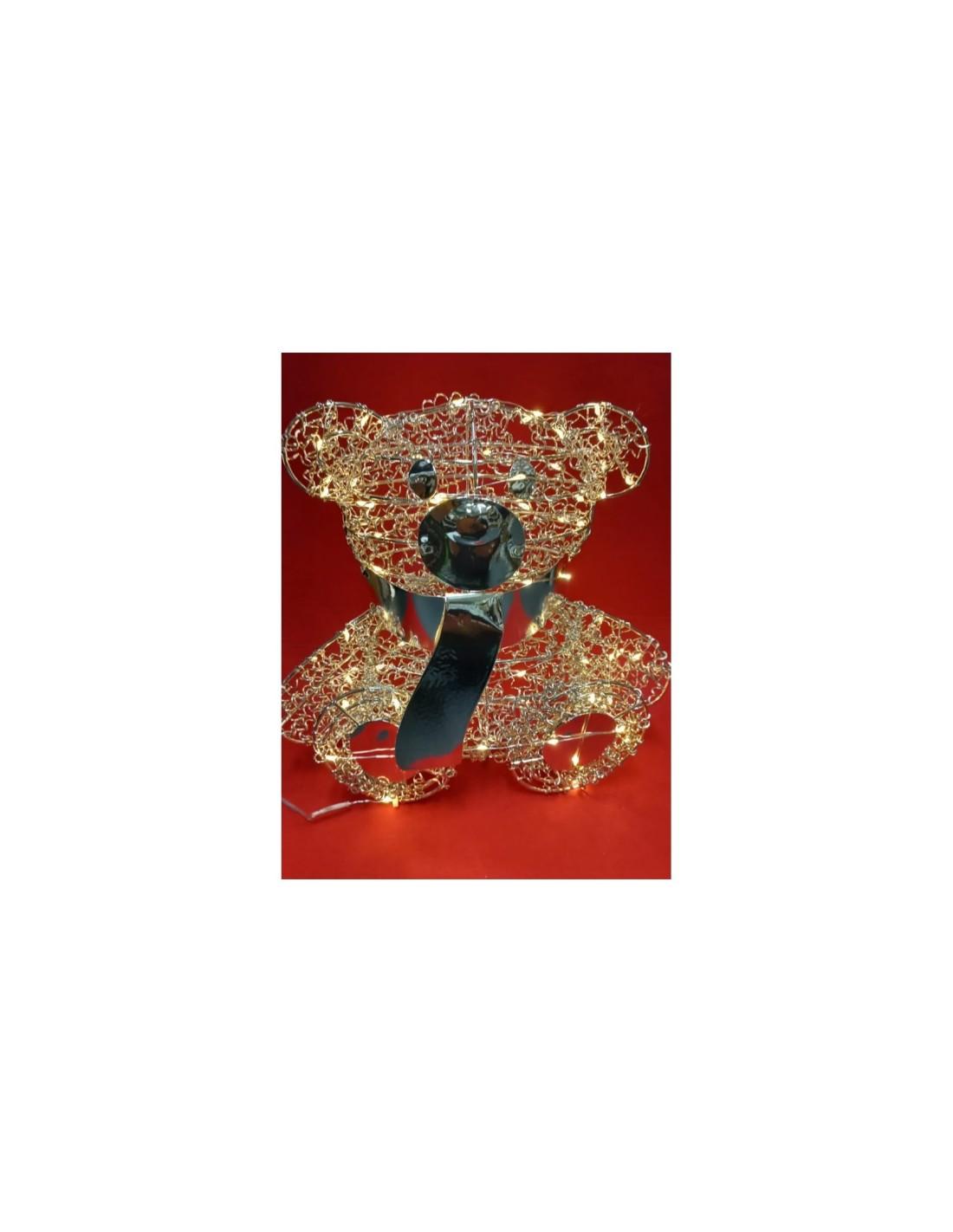 LUCI DI NATALE: vendita online Orsetto Teddy Bear Seduto H27cm Metallo Champagne con 80 Microled | Decorazione Natalizia in o...