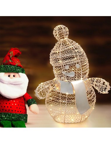 LUCI DI NATALE: vendita online Pupazzo di Neve Snowman H33cm Metallo Argento con 80 Microled | Decorazione Natalizia in offerta