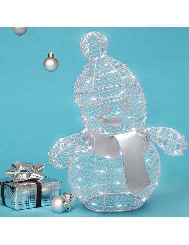 LUCI DI NATALE: vendita online Pupazzo di Neve Snowman H33cm Metallo Argento con 80 Microled | Decorazione Natalizia in offerta