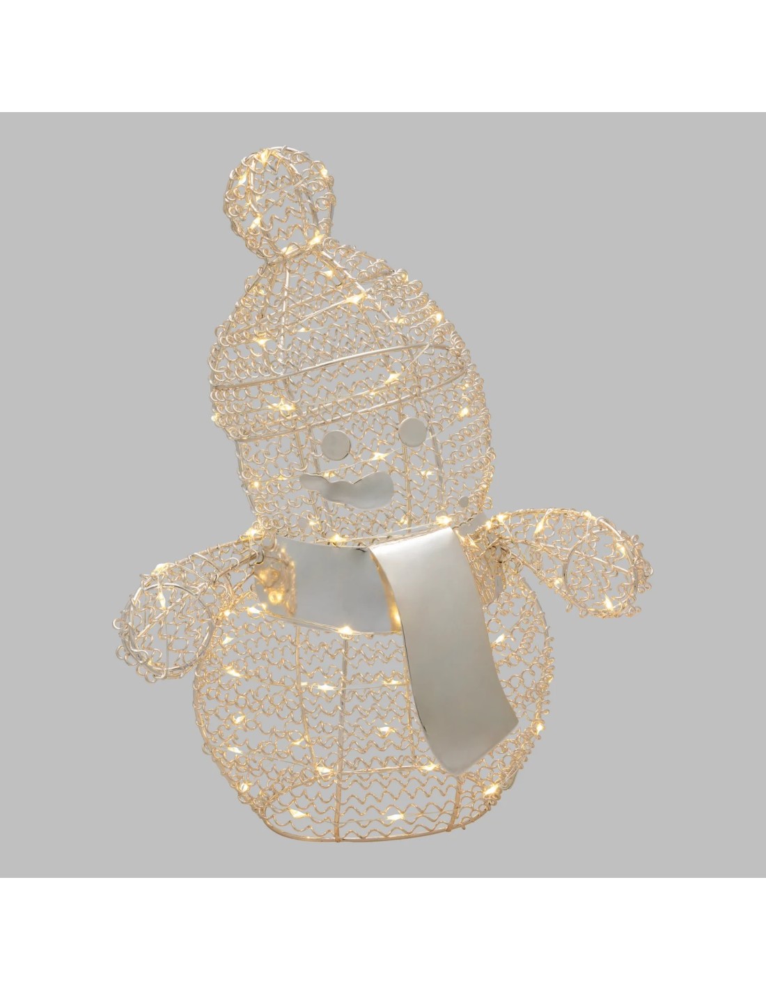 LUCI DI NATALE: vendita online Pupazzo di Neve Snowman H33cm Metallo Argento con 80 Microled | Decorazione Natalizia in offerta