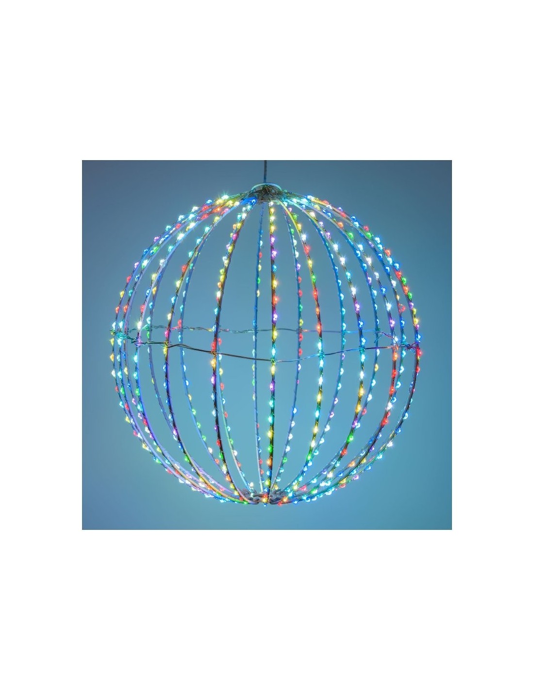 LUCI DI NATALE: vendita online Sfera 3D Ripiegabile Ø30cm Metallo Bianco con 500 Microled Multiflash RGB | Decorazione Natali...