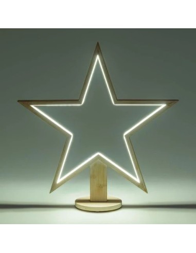 LUCI DI NATALE: vendita online Stella con Base H55cm in Legno Sbiancato Soft White con Illuminazione | Decorazione Natalizia ...