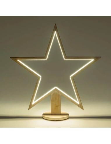 LUCI DI NATALE: vendita online Stella con Base H55cm in Legno Sbiancato Soft White con Illuminazione | Decorazione Natalizia ...