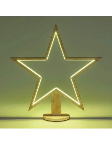 LUCI DI NATALE: vendita online Stella con Base H55cm in Legno Sbiancato Soft White con Illuminazione | Decorazione Natalizia ...