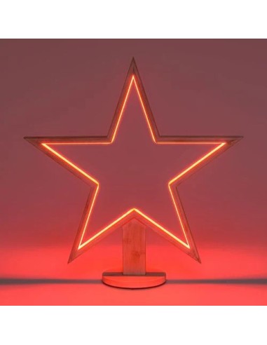 LUCI DI NATALE: vendita online Stella con Base H55cm in Legno Sbiancato Soft White con Illuminazione | Decorazione Natalizia ...