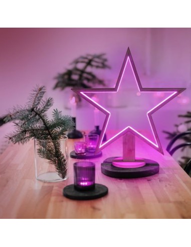 LUCI DI NATALE: vendita online Stella con Base H55cm in Legno Sbiancato Soft White con Illuminazione | Decorazione Natalizia ...