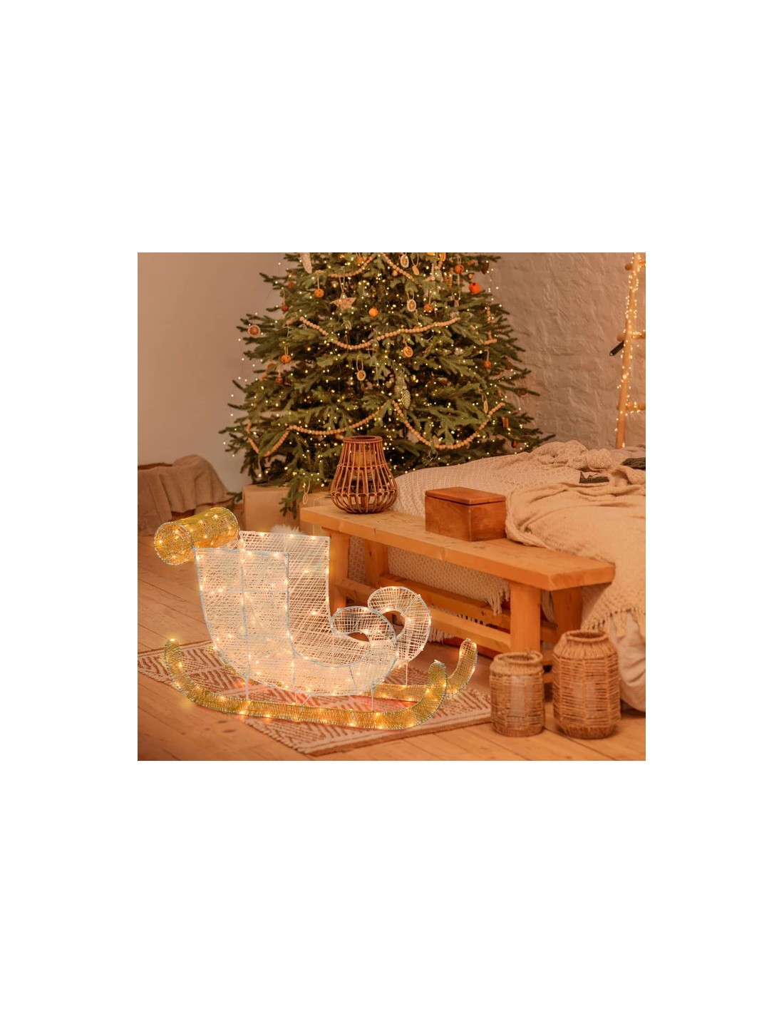 LUCI DI NATALE: vendita online Slitta 3D 180LED Bianco Caldo di Natale, La Magia di Natale a casa tua, Un incanto di luci in ...