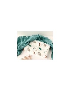 PRIMA INFANZIA: vendita online Set 2 Mussoline Dinosauri Sage in Bambù e Cotone in offerta