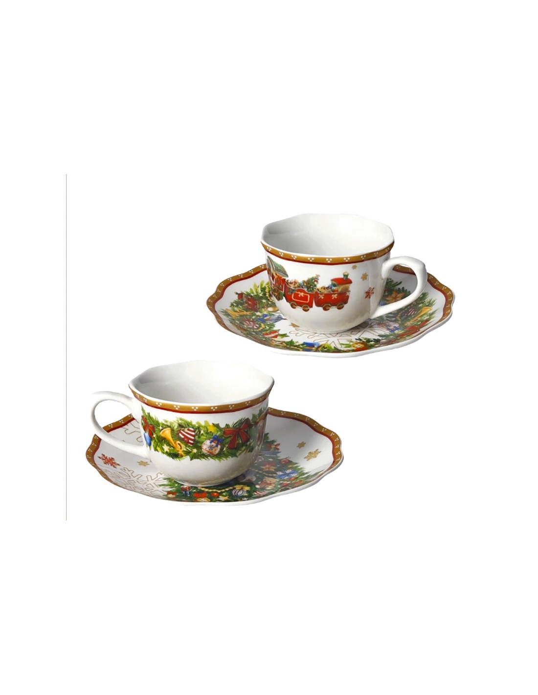 PORCELLANE: vendita online Set 2 Tazzine Caffè Brandani Christmas – Porcellana Natalizia con Piattini in offerta